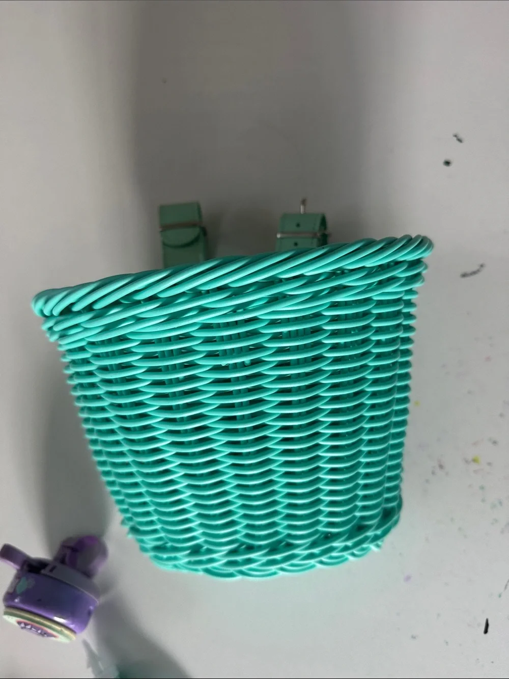 Kids Mint Green Woven Bike Basket with Matching Streamer Tassels
